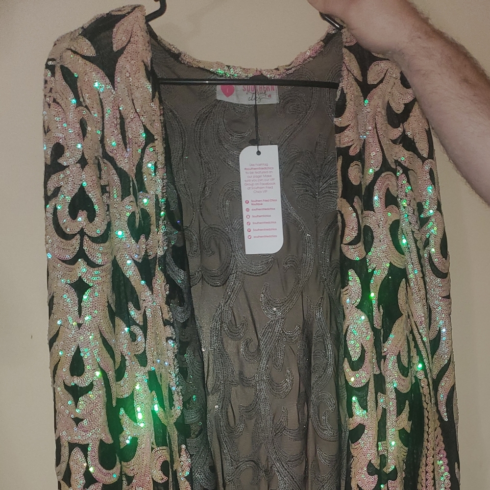 Southern Fried Chics sequin Duster Bubblegum